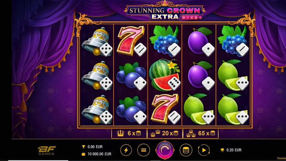 Stunning Crown Extra Dice স্লট গেমের রাজকীয় থিম এবং মুকুট প্রতীক